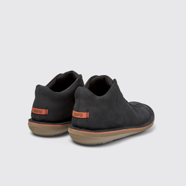 Back view of Beetle Gray Nubuck Ankle Boots for Men.