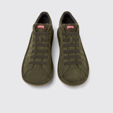 Overhead view of Beetle Green Nubuck Ankle Boots for Men.