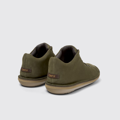 Back view of Beetle Green Nubuck Ankle Boots for Men.