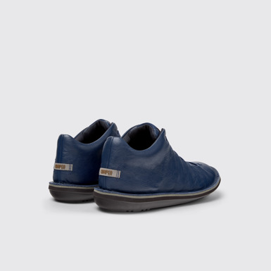 Back view of Beetle Blue Leather Ankle Boots for Men.