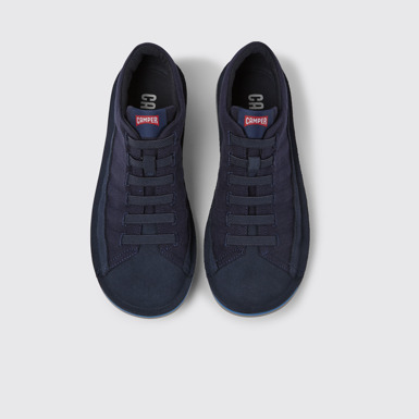 Overhead view of Beetle Blue nubuck sneakers for men