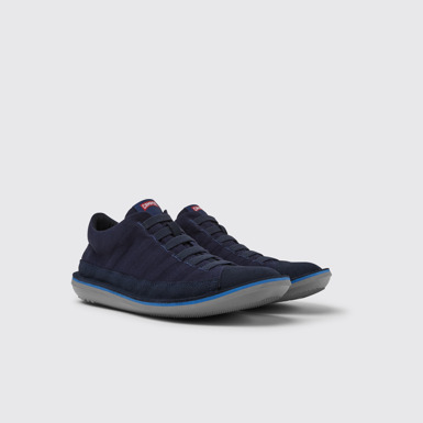 Front view of Beetle Blue nubuck sneakers for men