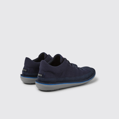 Back view of Beetle Blue nubuck sneakers for men
