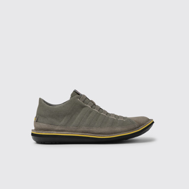 Side view of Beetle Grey nubuck sneakers for men