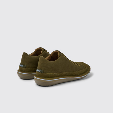 Back view of Beetle Green nubuck sneakers for men