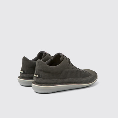 Back view of Beetle Gray textile and nubuck shoes for men