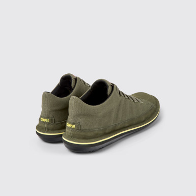 Back view of Beetle Green textile and nubuck shoes for men