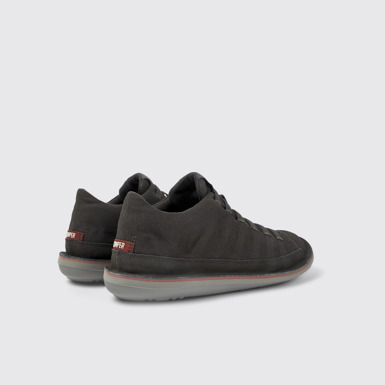 Back view of Beetle Black Textile/Nubuck Basket Bootie for Men