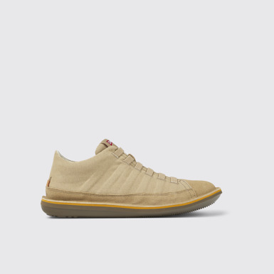 Side view of Beetle Beige Textile/Nubuck Basket Bootie for Men