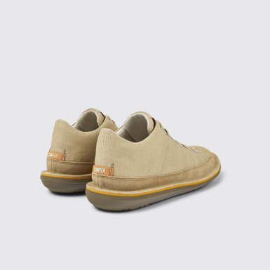 Back view of Beetle Beige Textile/Nubuck Basket Bootie for Men