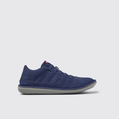 Side view of Beetle Blue Textile/Nubuck Basket Bootie for Men
