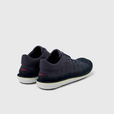 Back view of Beetle Blue Recycled Cotton and Nubuck Ankle Boots for Men.