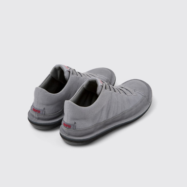 Back view of Beetle Gray Recycled Cotton and Nubuck Men's Ankle Boots.