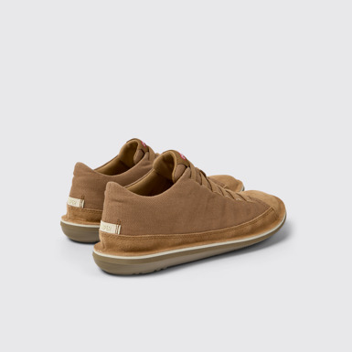 Back view of Beetle Brown Textile and Nubuck Leather Ankle Boots for Men.