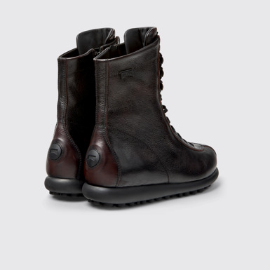 Back view of Pelotas Burgundy Leather Mid Boots for Women.