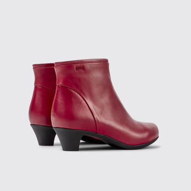 Back view of Helena Red Leather Ankle Boots for Women.