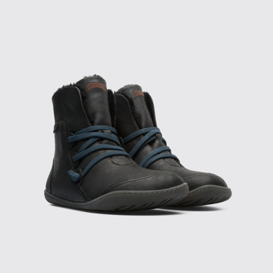 Front view of Peu Black Ankle Boots for Women