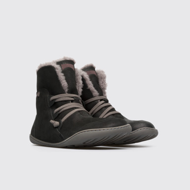 Front view of Peu Black Ankle Boots for Women