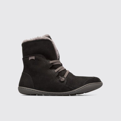 Side view of Peu Black Ankle Boots for Women