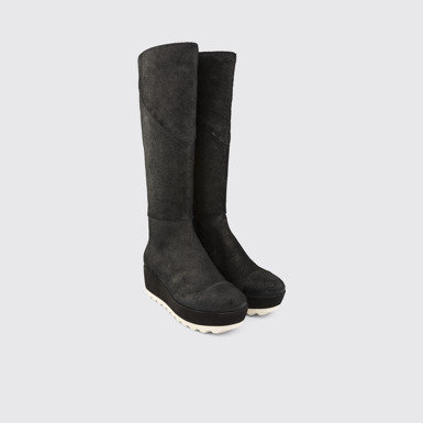 Front view of Laika Black Ankle Boots for Women