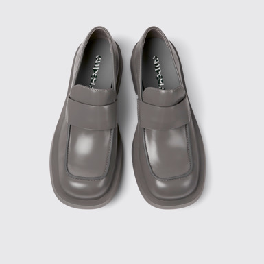 Overhead view of MIL 1978 Gray leather loafers
