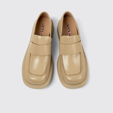 Overhead view of MIL 1978 Beige leather loafers