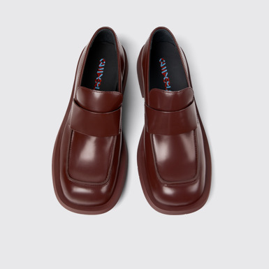 Overhead view of MIL 1978 Burgundy Leather Loafers
