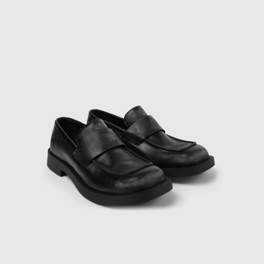 Front view of Mil 1978 Black Leather Loafers