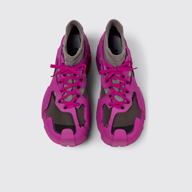Overhead view of Tossu Purple caged sneakers