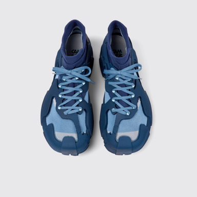 Overhead view of Tossu Blue caged sneakers