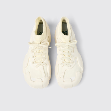 Overhead view of Tossu White Caged Sneakers
