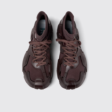 Overhead view of Tossu Burgundy Caged Sneakers