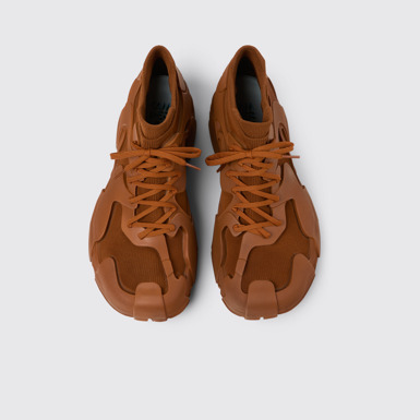 Overhead view of TOSSU Brown Caged Sneakers