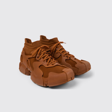 Front view of TOSSU Brown Caged Sneakers