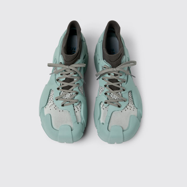 Overhead view of TOSSU Ice Blue-Gray Caged Sneakers