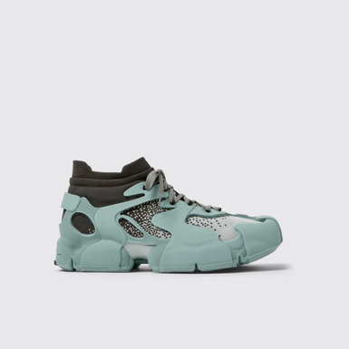 Side view of TOSSU Ice Blue-Gray Caged Sneakers