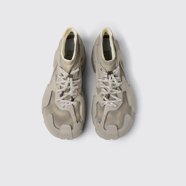 Overhead view of Tossu x CONCEPT(K) Stone Gray Sneakers