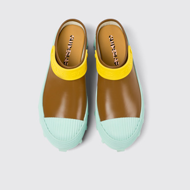 Overhead view of Traktori Multicolored leather clogs