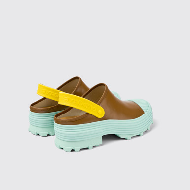 Back view of Traktori Multicolored leather clogs