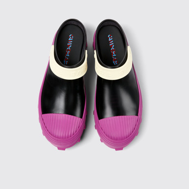 Overhead view of Traktori Multicolored leather clogs