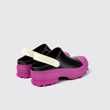Back view of Traktori Multicolored leather clogs