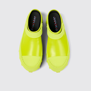 Overhead view of Traktori Green Leather Clog