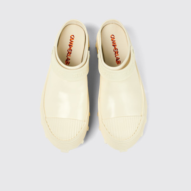 Overhead view of Traktori White Leather Clog