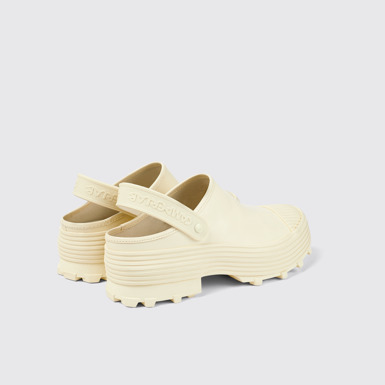Back view of Traktori White Leather Clog