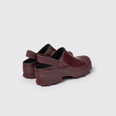 Back view of Traktori Burgundy Leather Clogs
