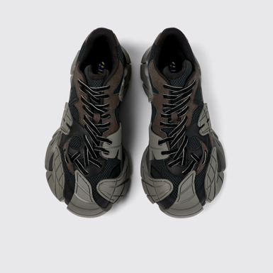 Overhead view of Tormenta Black and gray sneakers
