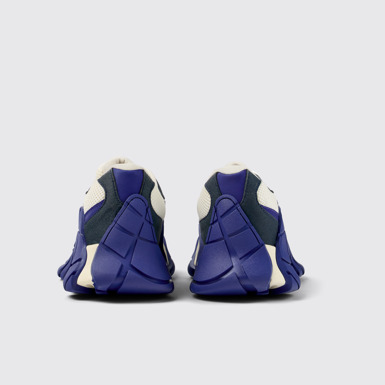 Back view of Tormenta Blue and white sneakers
