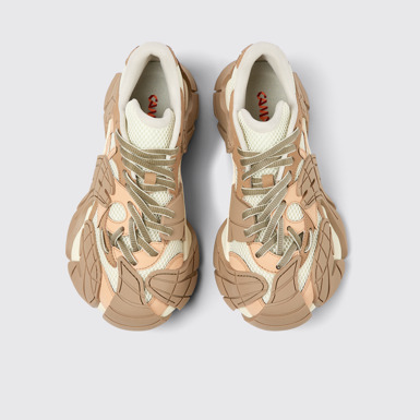 Overhead view of Tormenta Beige and white sneakers