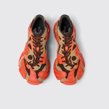 Overhead view of Tormenta Orange and Brown Textile Sneakers