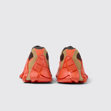 Back view of Tormenta Orange and Brown Textile Sneakers